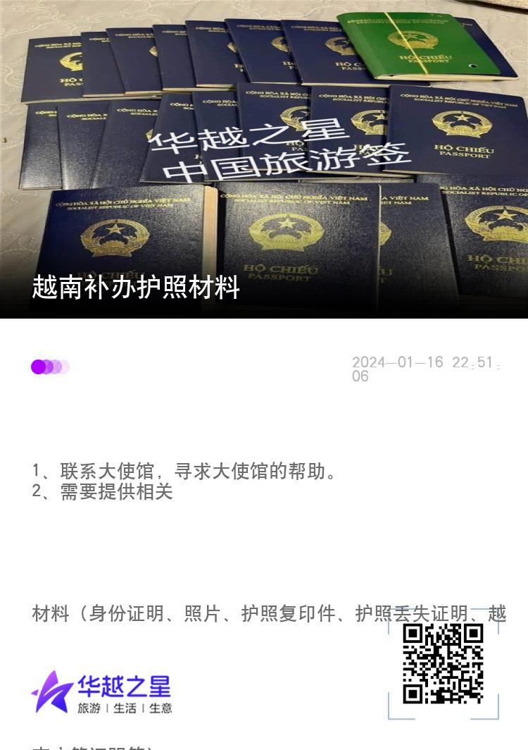 越南补办护照材料