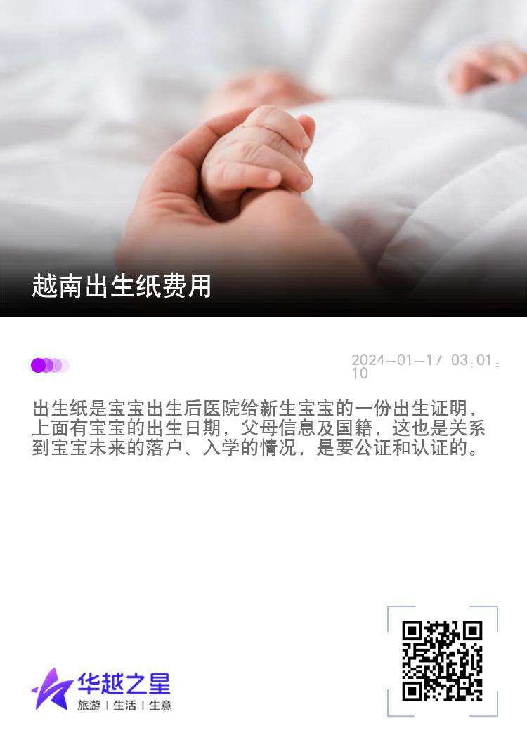 越南出生纸费用
